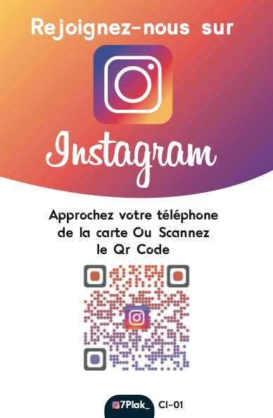 Pack Instagram (1 Plaque + 1 Carte + Vos statistiques + Qr Code)