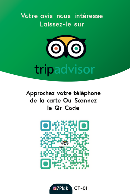 Pack TripAdvisor (1 Plaque + 1 Carte + Vos statistiques + Qr Code)