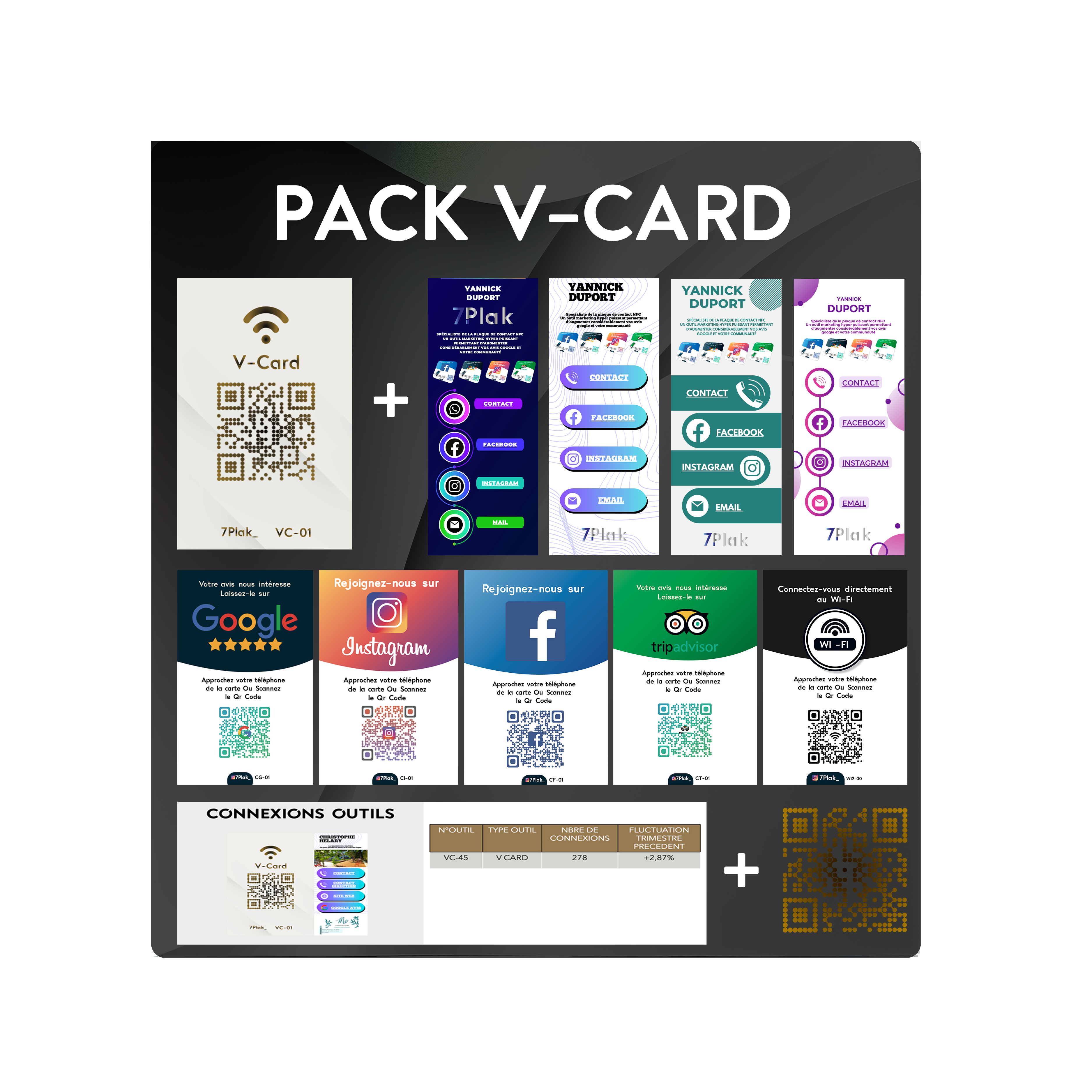 Packs V-Card (1 V-Card + 1 Carte + Interfaces & Hébergement + Vos statistiques + Qr Code)