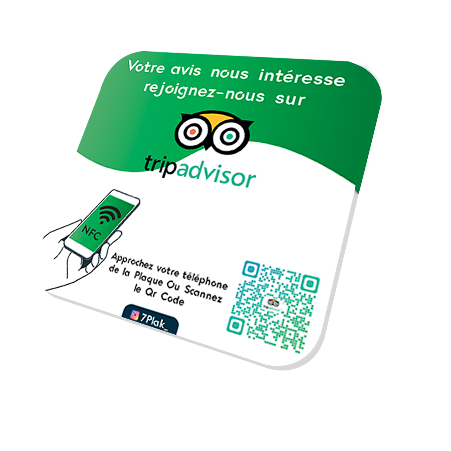 Pack TripAdvisor (1 Plaque + 1 Carte + Vos statistiques + Qr Code)