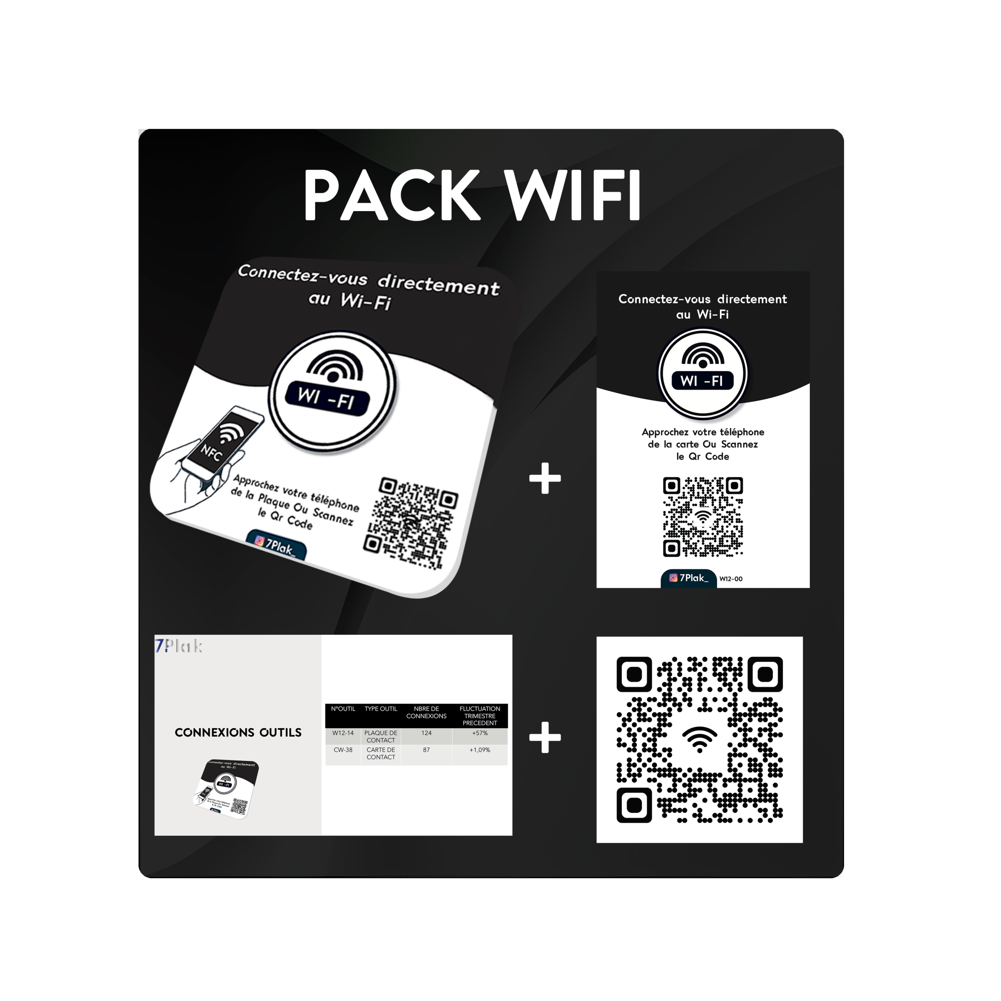 Pack Wifi (1 Plaque + 1 Carte + Vos statistiques + Qr Code) - 7PLAK